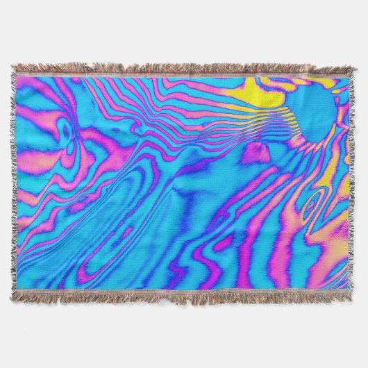 Psychedelic Gestreepte Zebra: Neon Fluorescent Bac Deken (Voorkant)