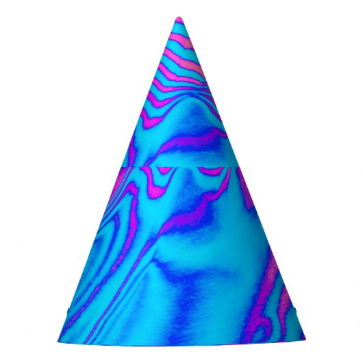 Psychedelic Gestreepte Zebra: Neon Fluorescent Bac Feesthoedjes (Voorkant)
