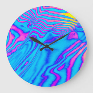 Psychedelic Gestreepte Zebra: Neon Fluorescent Bac Grote Klok