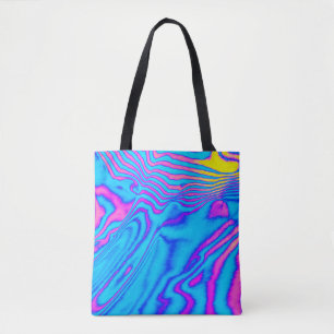 Psychedelic Gestreepte Zebra: Neon Fluorescent Bac Tote Bag