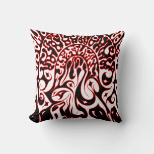Psychedelic Ghost - Zwart wit en rood Kussen