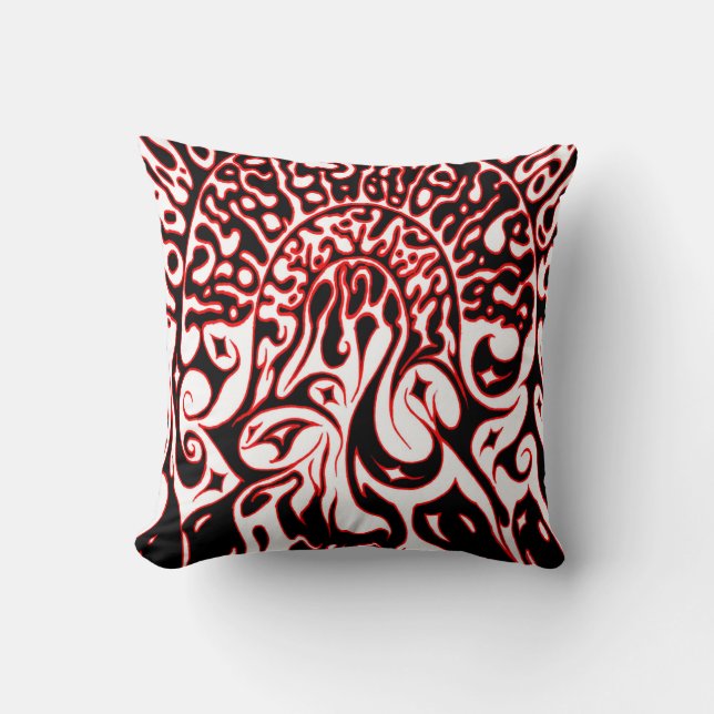 Psychedelic Ghost - Zwart wit en rood Kussen (Voorkant)
