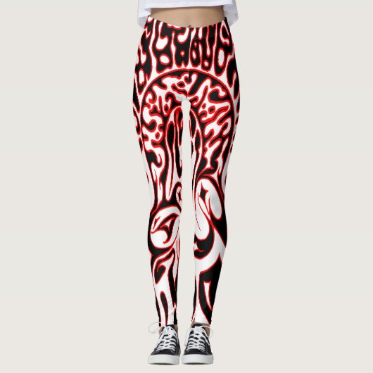 Psychedelic Ghost - Zwart wit en rood Leggings (Voorkant)