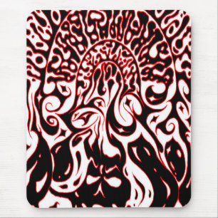 Psychedelic Ghost - Zwart wit en rood Muismat