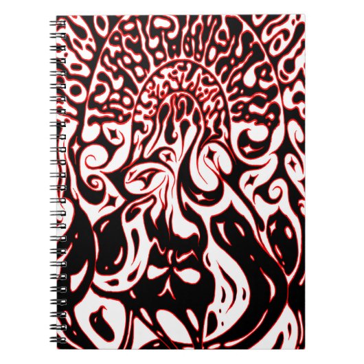 Psychedelic Ghost - Zwart wit en rood Notitieboek (Voorkant)
