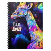 Psychedelic Giraffe editable name Notitieboek (Voorkant)