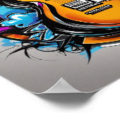 Psychedelic gitaar T-shirt Poster (Hoek)