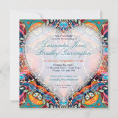 Psychedelic Glam Crystal Heart Wedding Kaart (Achterkant)