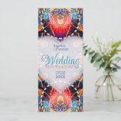 Psychedelic Glam Crystal Heart Wedding Party Kaart (Staand voorkant)
