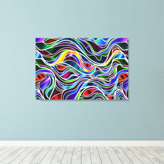 Psychedelic Glas in lood Abstract Canvas Afdruk (Insitu (Houten vloer))