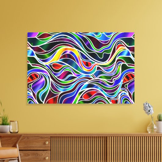 Psychedelic Glas in lood Abstract Canvas Afdruk (Insitu (Woonkamer))