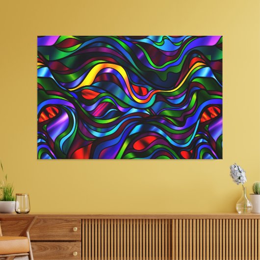 Psychedelic Glas in lood Abstract Canvas Afdruk (Insitu (Woonkamer))