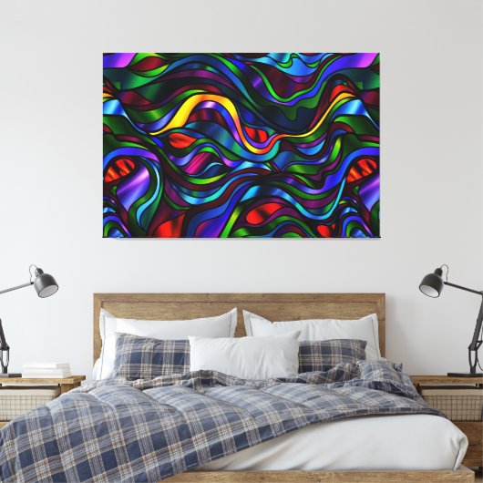 Psychedelic Glas in lood Abstract Canvas Afdruk (Insitu (Slaapkamer))