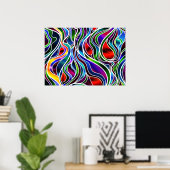 Psychedelic Glas in lood Abstract Poster (Thuiskantoor)