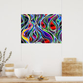 Psychedelic Glas in lood Abstract Poster (Keuken)