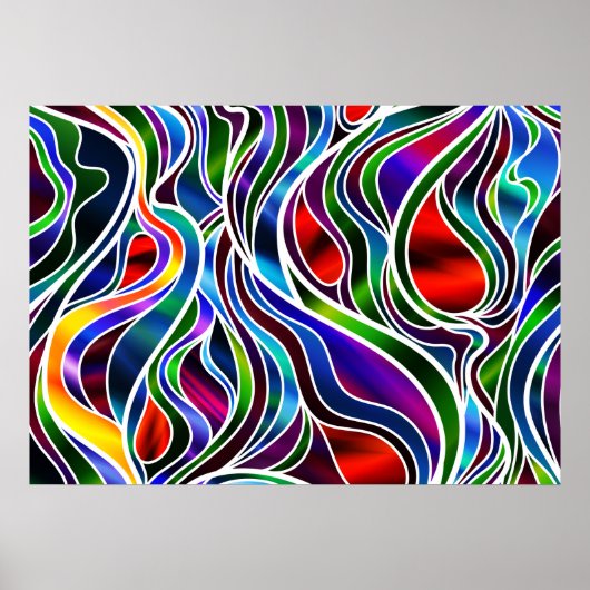Psychedelic Glas in lood Abstract Poster (Voorkant)