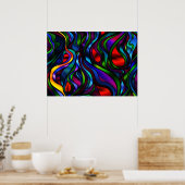 Psychedelic Glas in lood Abstract Poster (Keuken)