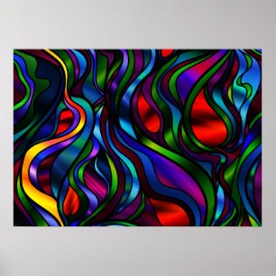 Psychedelic Glas in lood Abstract Poster