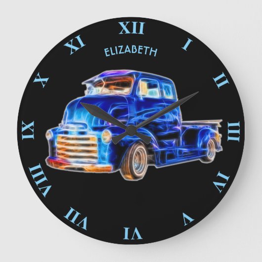 Psychedelic Glows Pickup Truck Car Grote Klok (Voorkant)