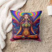 Psychedelic Goddess Rainbow Meditation Art Kussen (Deken)