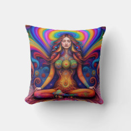 Psychedelic Goddess Rainbow Meditation Art Kussen