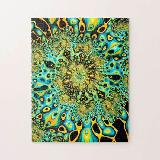 Psychedelic Gold Peacock Trippy Fractal Legpuzzel (Verticaal)