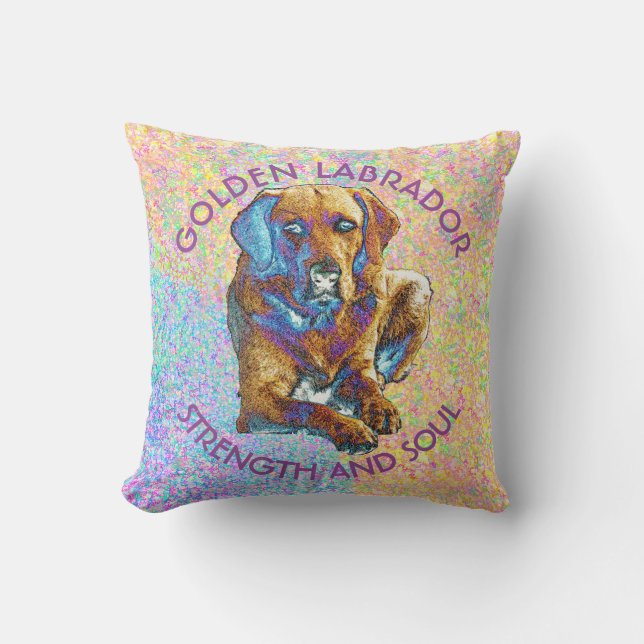 Psychedelic Golden Labrador Retriever Design Kussen (Voorkant)