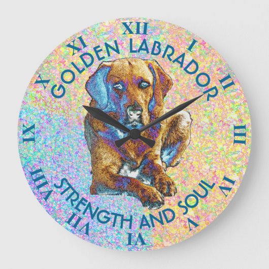 Psychedelic Golden Labrador Retriever Grote Klok (Voorkant)