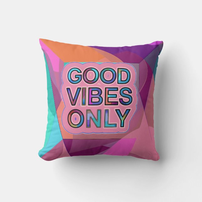 Psychedelic "Good Vibes Only" Text Graphic Kussen (Voorkant)