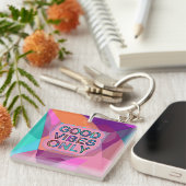 Psychedelic "Good Vibes Only" Text Graphic Sleutelhanger (Voorkant Rechts)