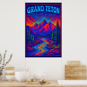 Psychedelic Grand Teton Poster (Keuken)