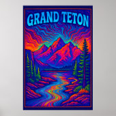 Psychedelic Grand Teton Poster (Voorkant)