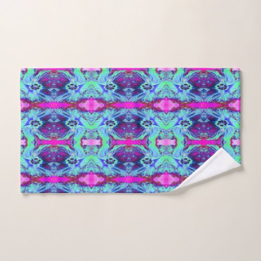 Psychedelic Green and Blue Hibiscus Pattern Bad Handdoek (Handdoek)