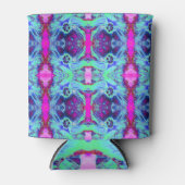 Psychedelic Green and Blue Hibiscus Pattern Blikjeskoeler (Voorkant)