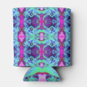 Psychedelic Green and Blue Hibiscus Pattern Blikjeskoeler (Achterkant)