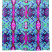 Psychedelic Green and Blue Hibiscus Pattern Douchegordijn (Voorkant)