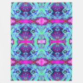 Psychedelic Green and Blue Hibiscus Pattern Fleece Deken (Voorkant)