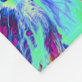 Psychedelic Green and Blue Hibiscus Pattern Fleece Deken (Hoek)