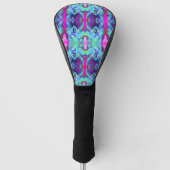 Psychedelic Green and Blue Hibiscus Pattern Golfheadcover (Voorkant)