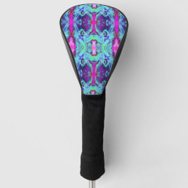 Psychedelic Green and Blue Hibiscus Pattern Golfheadcover
