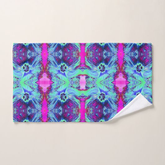 Psychedelic Green and Blue Hibiscus Pattern Handdoek (Handdoek)