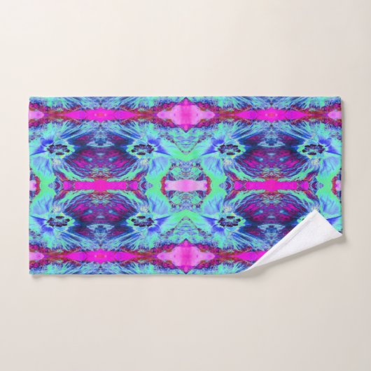 Psychedelic Green and Blue Hibiscus Pattern Handdoek (Handdoek)