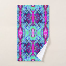 Psychedelic Green and Blue Hibiscus Pattern Handdoek