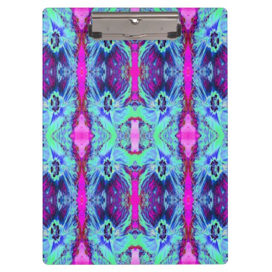 Psychedelic Green and Blue Hibiscus Pattern Klembord (Voorkant)