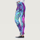 Psychedelic Green and Blue Hibiscus Pattern Leggings (Links)