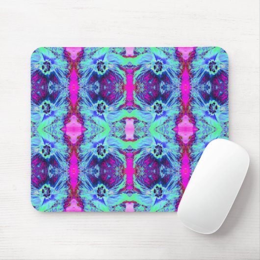 Psychedelic Green and Blue Hibiscus Pattern Muismat (Met muis)