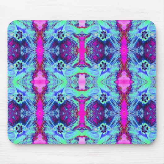 Psychedelic Green and Blue Hibiscus Pattern Muismat (Voorkant)