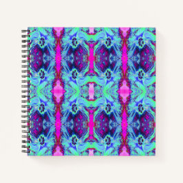 Psychedelic Green and Blue Hibiscus Pattern Notitieboek