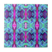 Psychedelic Green and Blue Hibiscus Pattern Tegeltje (Voorkant)