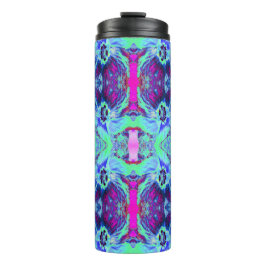 Psychedelic Green and Blue Hibiscus Pattern Thermosbeker